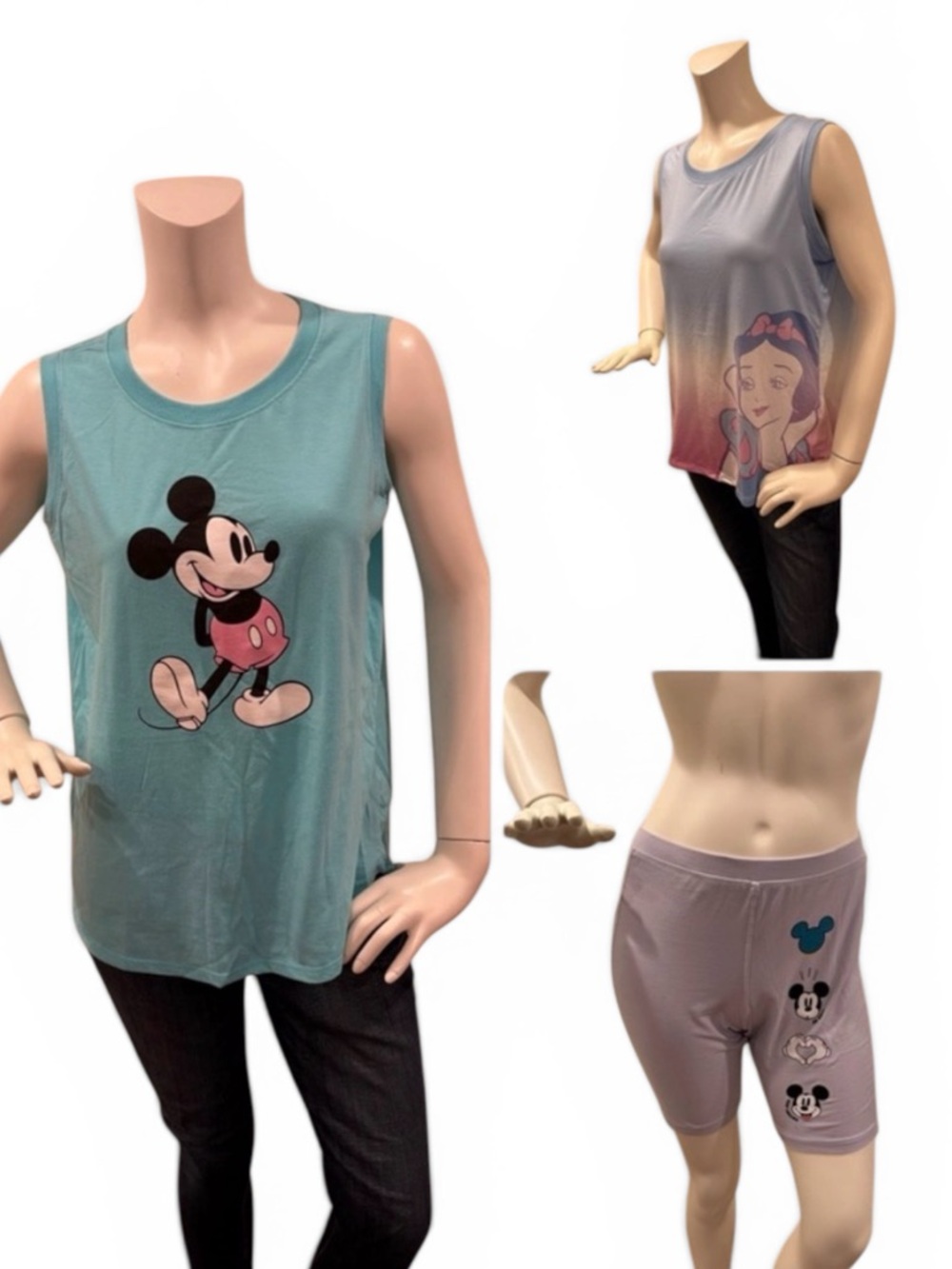 Disney Women’s 3-Piece Tank Tops & Shorts Bundle (all size medium)